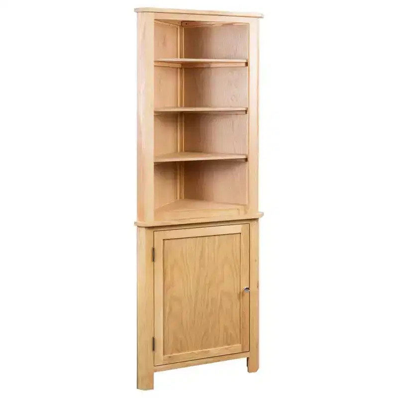 vidaXL Corner Cabinet Brown Solid oak wood and MDF with oak veneer Medium