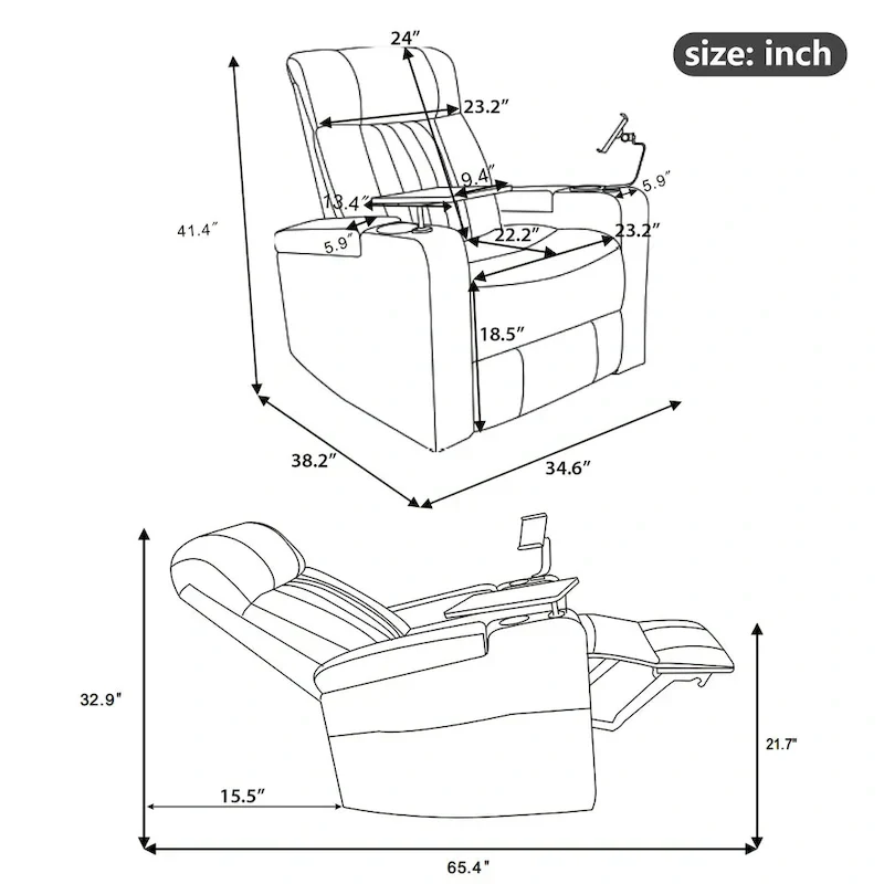Multifunctional 270 Swivel Home Theater Power Recliner
