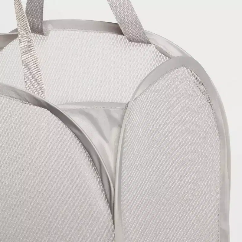 Pop-Up Collapsible Mesh Laundry Hamper — Cube Shape, Double Handles, Lightweight