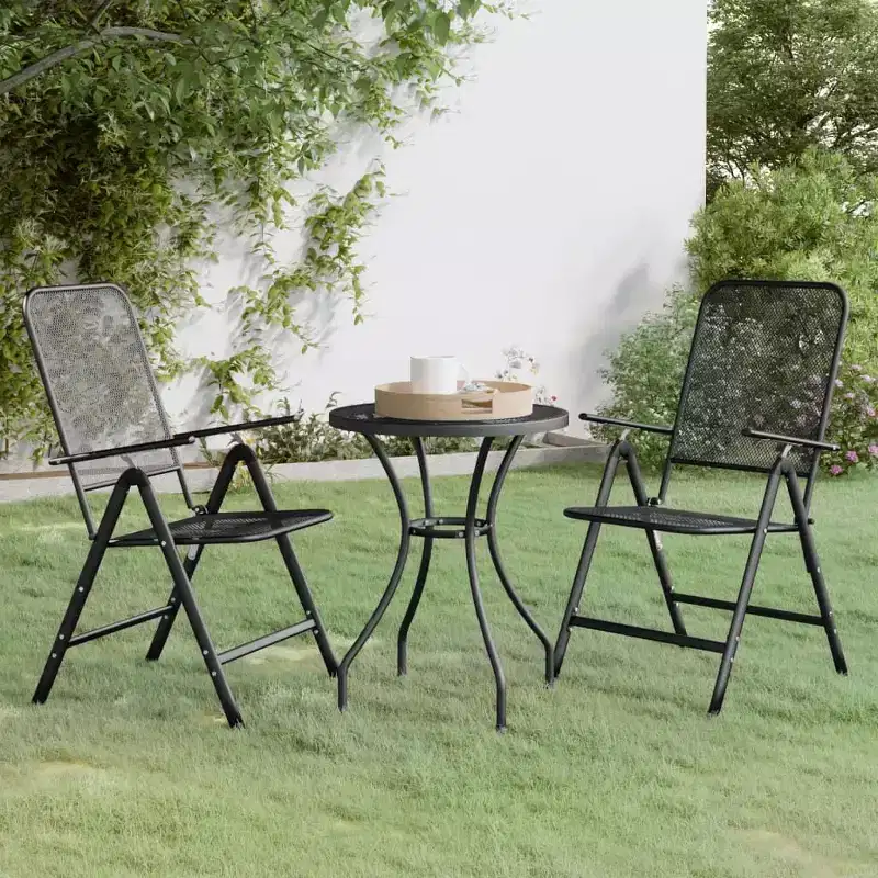 vidaXL Garden Dining Set with Expanded Metal Mesh in Charcoal