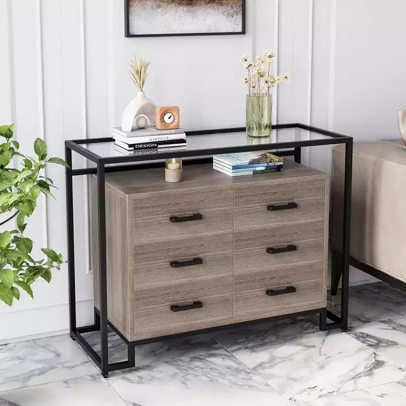 58 5-Tier Kitchen Pantry Cabinet with Glass Doors and Drawer, Microwave Rack, and Brakeable Casters Wood