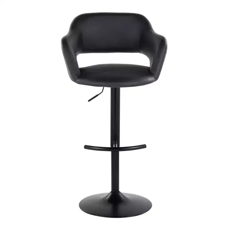 LumiSource Set of 2 Margarite Adjustable Barstools Black PU