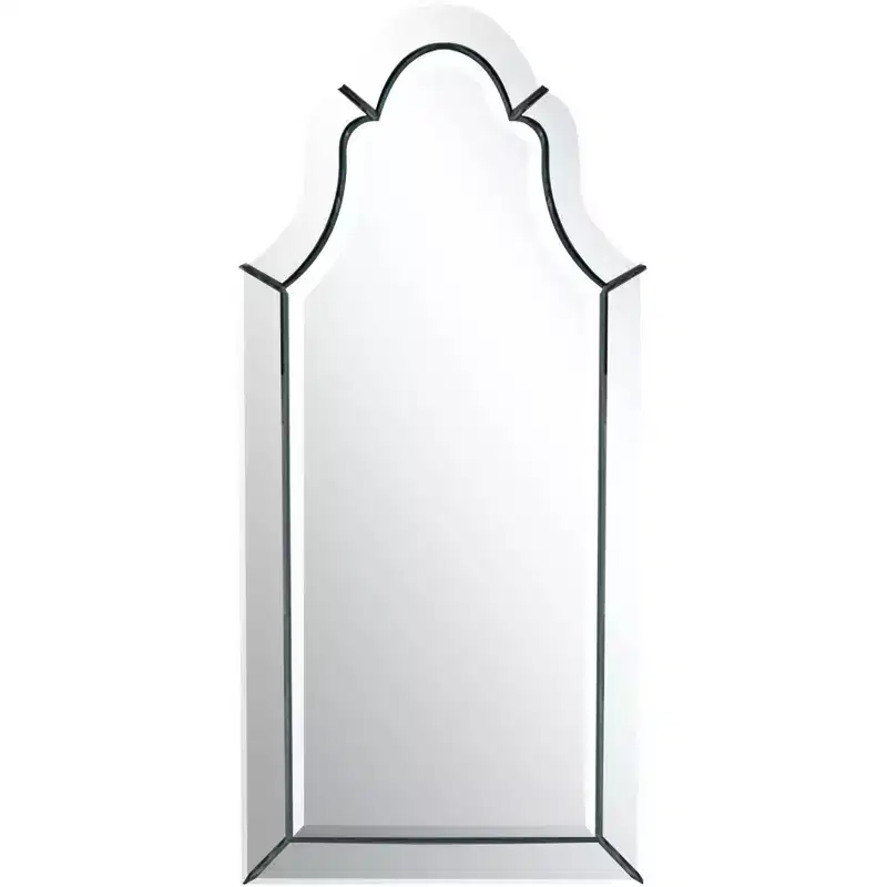Arched Top Vanity Accent Wall Mirror Modern Beveled Polished Mirrored Glass Frame 21 Wide for Bathroom Bedroom Home