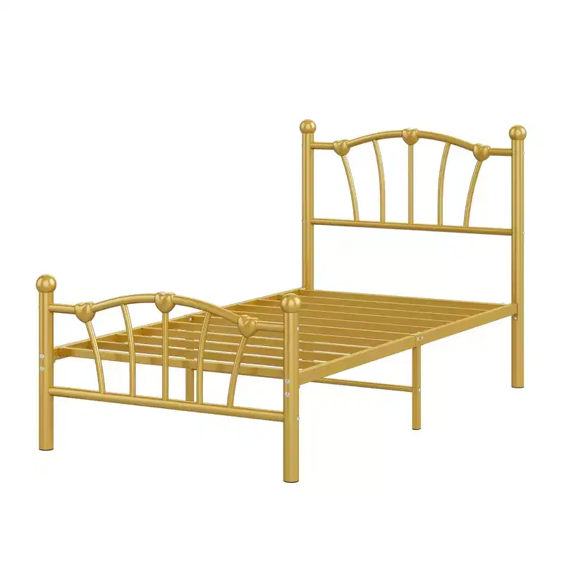 Classic Heart Shaped Metal Bed Frame, Sturdy Platform, No Box Spring Needed, Underbed Storage, Noise-Free, Easy Assembly, Twin/ Full Size
