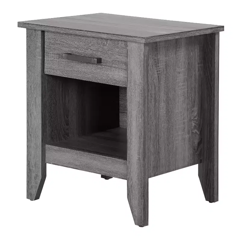 HomeStock Grey Nightstand 24x21x18 Contemporary Compact Bedside Table with Smooth Finish, Storage Space and Sleek Modern Design
