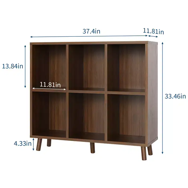 Cube Bookshelf, 6 Cube Storage Organizer Shelf, Freestanding Open Bookcase, Display Cabinet Organizer with Base, for Living Room, Bedroom, Home
