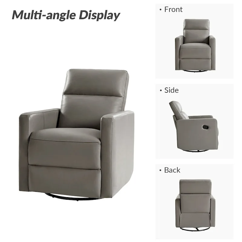 Josefa Modern Genuine Leather Swivel Rocker Recliner Set of 2 by Hulala Home