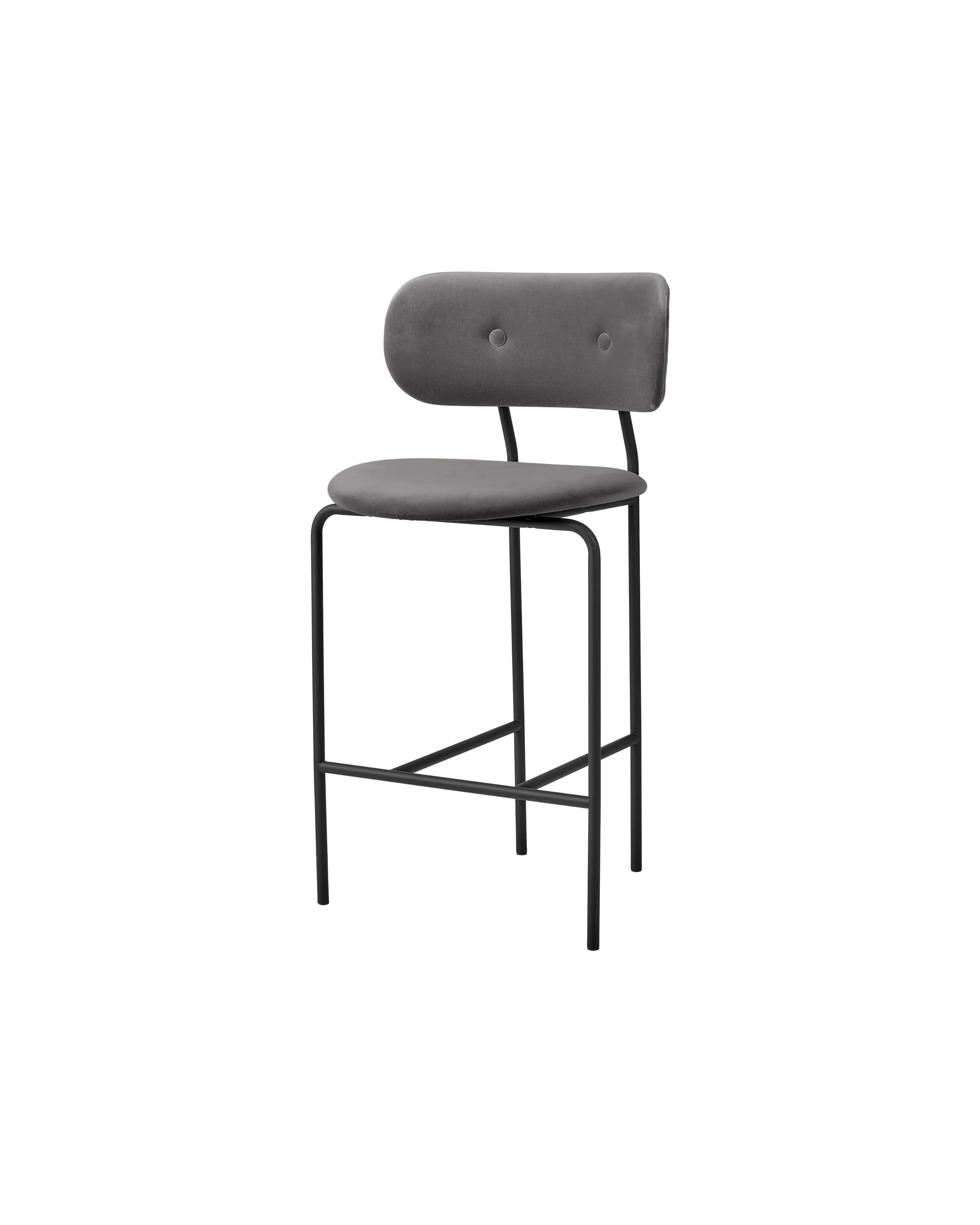 Modern Dark Fully Upholstered Counter Chair with Padded Seat & Metal Legs for Kitchen or Bar