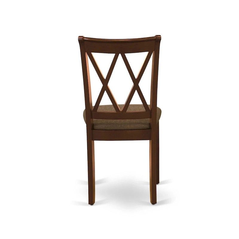 East West Furniture 3 Piece Dining Table Set- a Round Kitchen Table with Pedestal and 2 Dining Chairs, Mahogany(Seat Options)