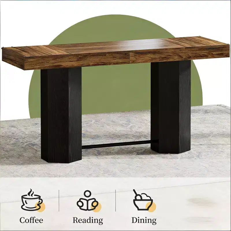GDFStudio Joyce Modern 71 Woodgrain Bar Height Table