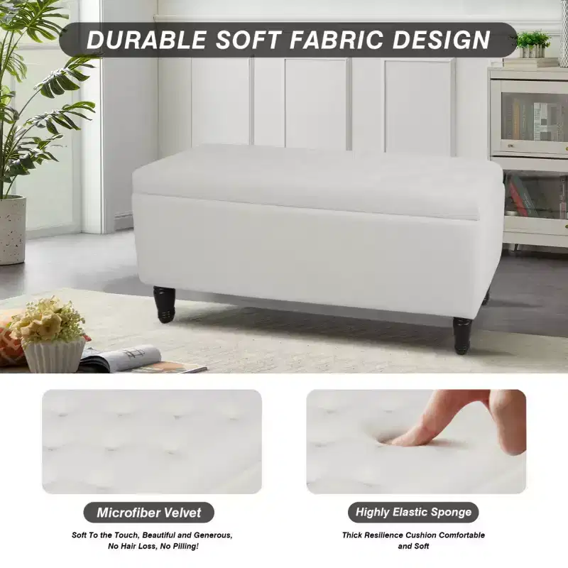 Merax 47 Tufted Velvet Storage Ottoman Bench