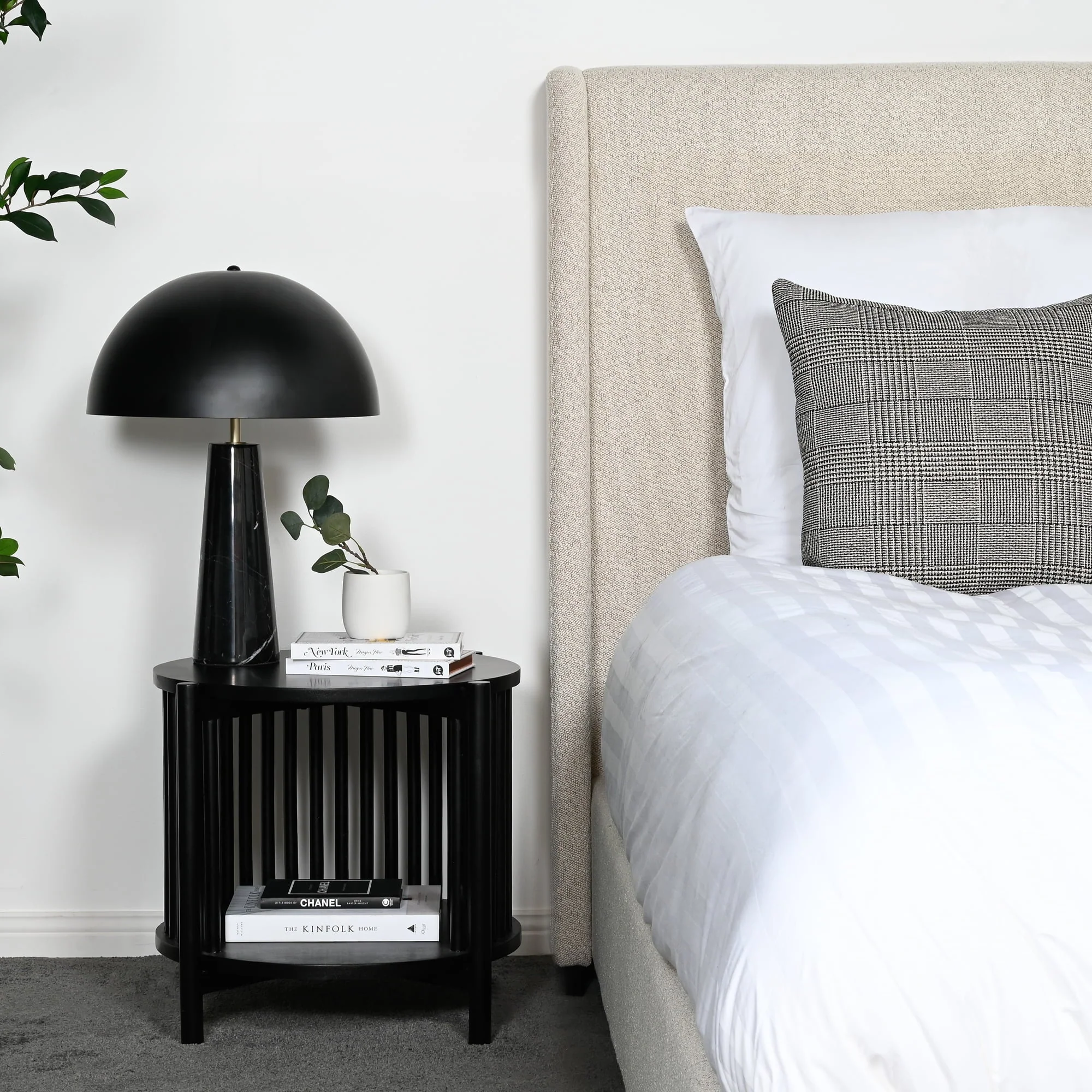 Black Wood Bedside Table for Bedroom