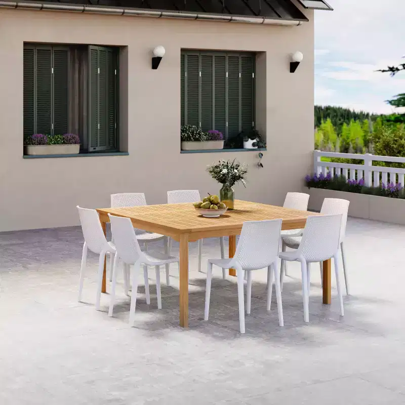 Amazonia Ipanema 9pc Square Outdoor Patio Dining Set White