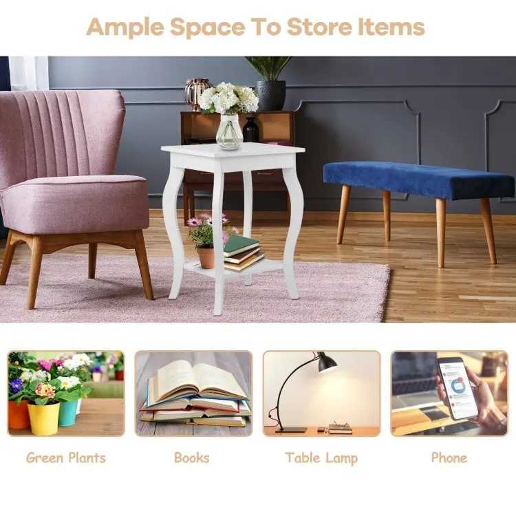 Set of 2 Accent Side Tables with Shelf - 16 x 16 x 24 (L x W x H)