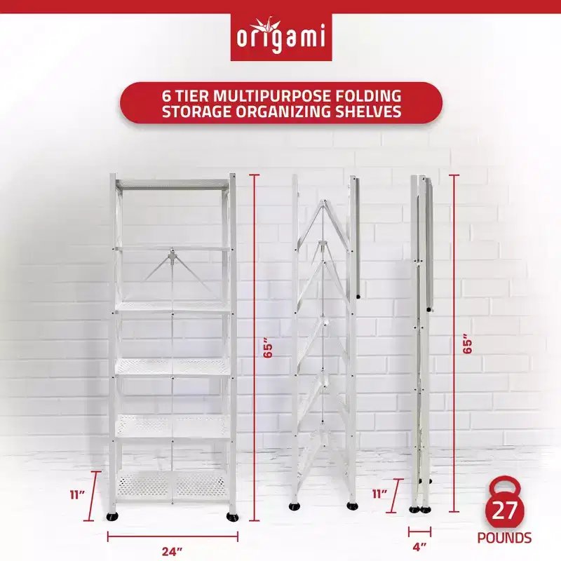 Origami RB-03 6 Shelf Open Styled Home Organizational Deco Rack Bookshelf