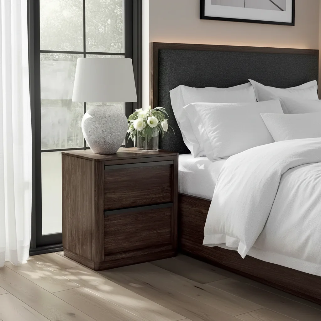 2 Drawer Nightstand in Dark Brown