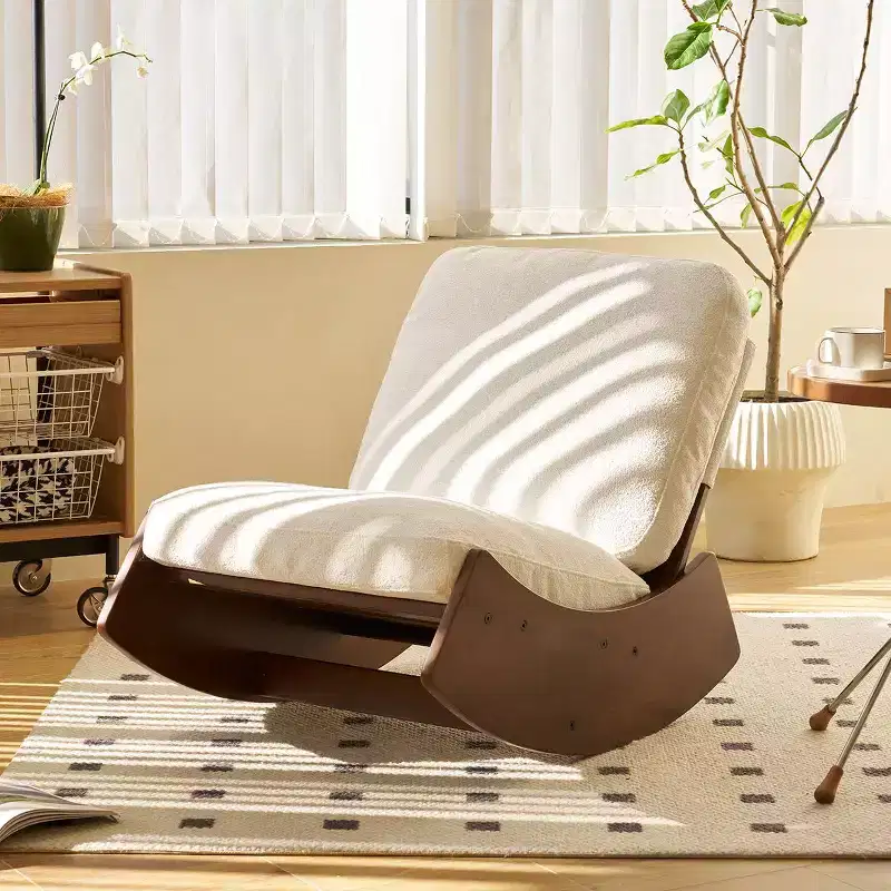 Solid Wood Retro Rocking Accent Chair for Nursery & Living Room - Smooth Gliding Motion