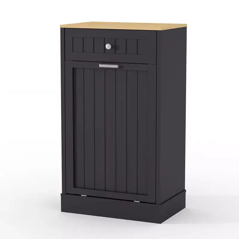 White Tilt-Out Trash Cabinet with Drawer, 10 Gal, 1-Person Household