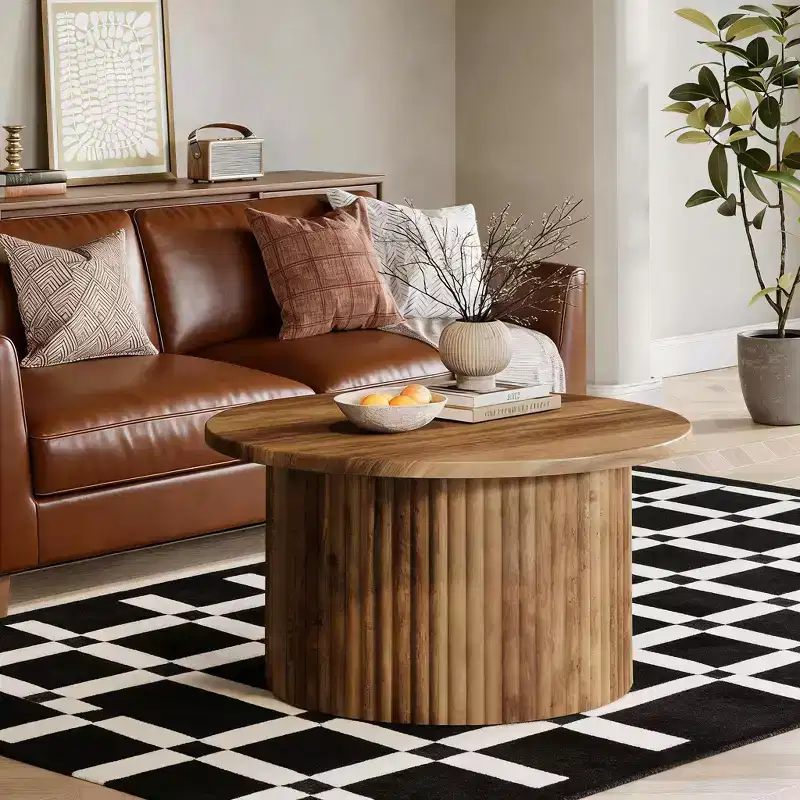 Coffee Table, Farmhouse Circle Center Table Sofa Side Table