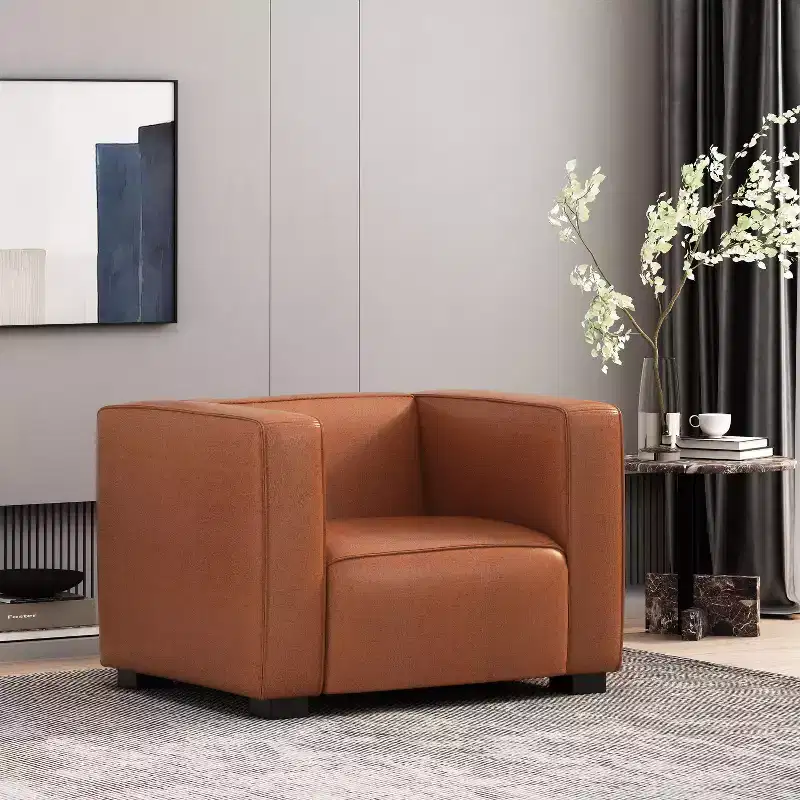 Contemporary Faux Leather Club Chair