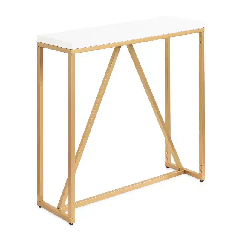 Rectangle MDF Console Table, 30x10x30, White and Gold