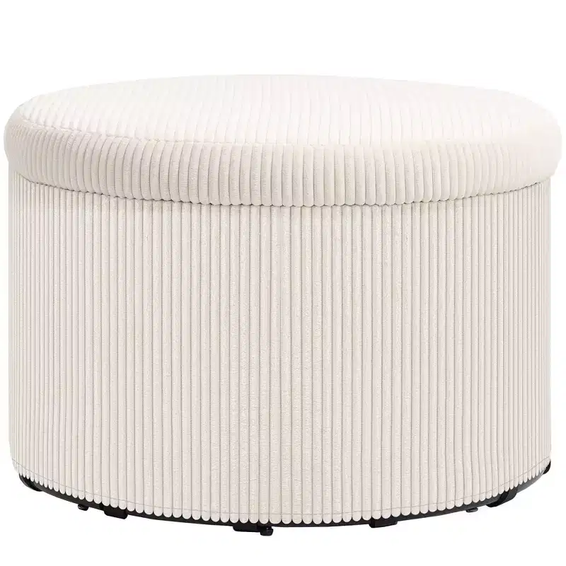 Round Storage Ottoman with Lid, 24