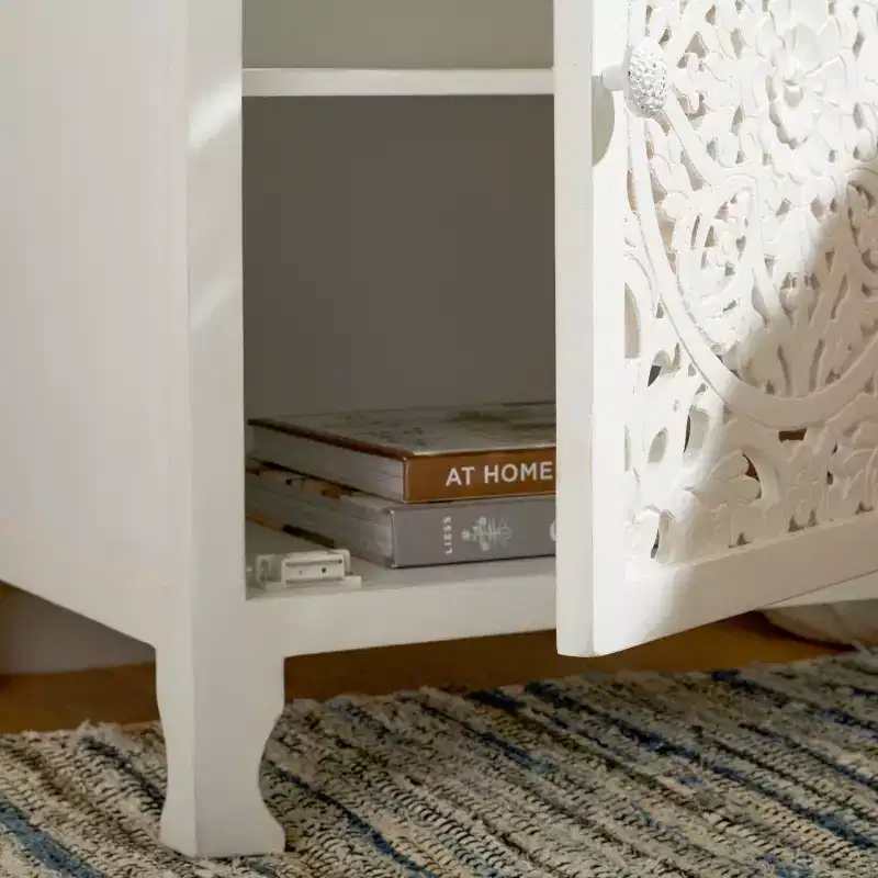 Reimu 2 Shelf 1 Door Nightstand - NST5306 - White Washed - Safavieh