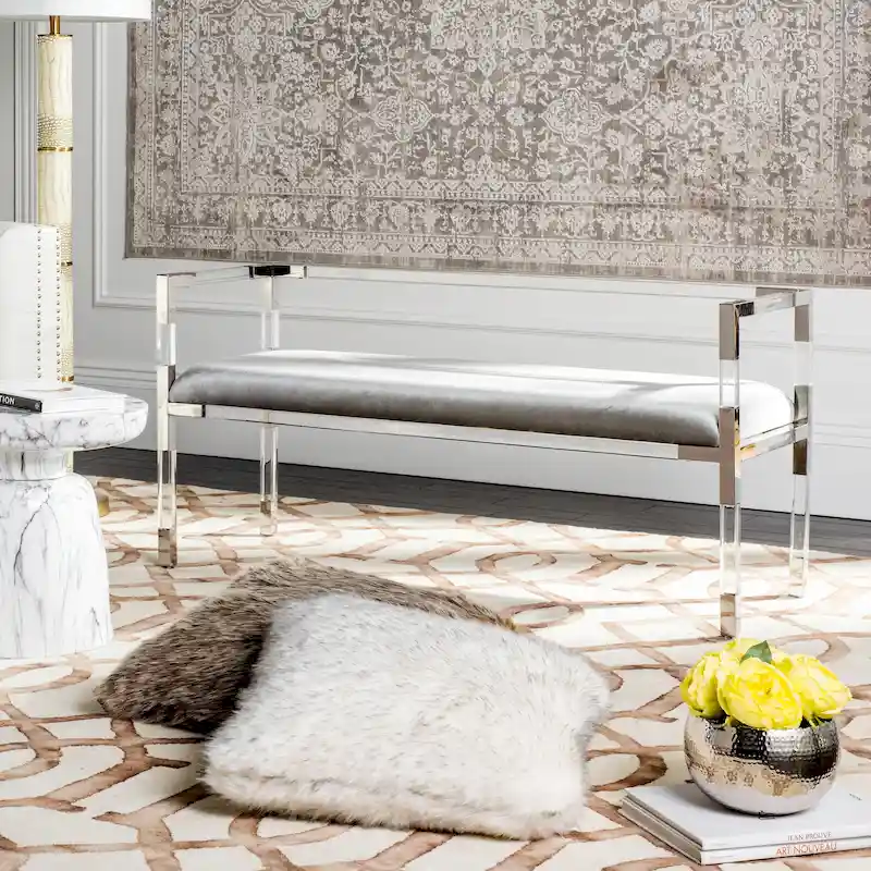 SAFAVIEH Couture Shakti Grey Acrylic Bench - 50Wx18Dx26H