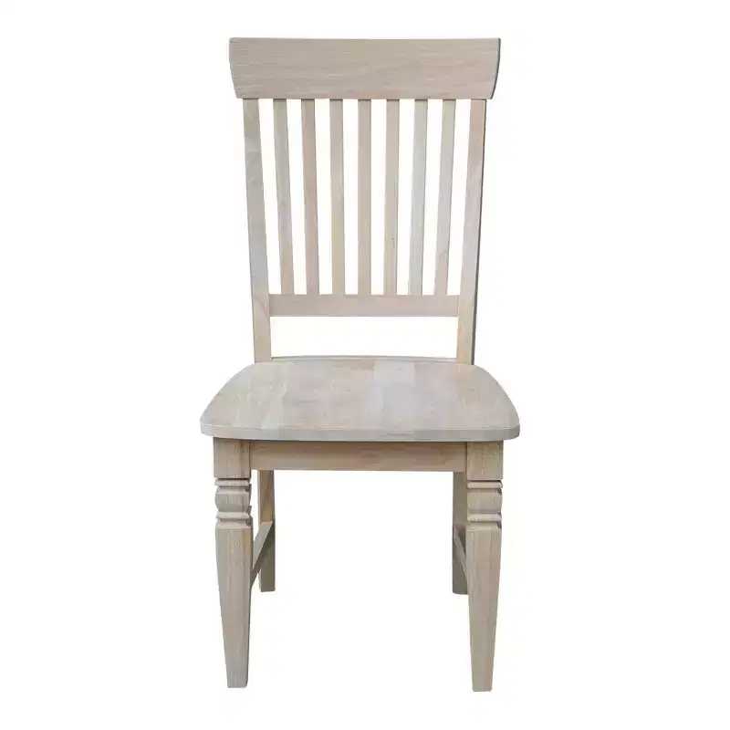 International Concepts Set of 2 Tall Java Chair Unfinished: Rubberwood Frame, Slat Back Design, Armless