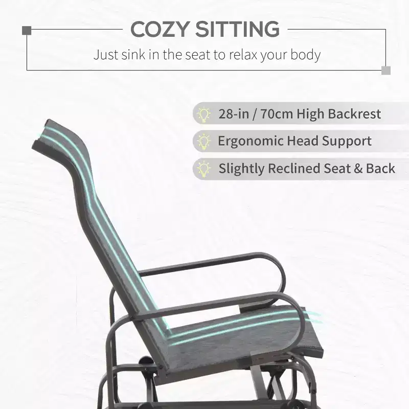 Gliding Lounger Chair, Single Rocker with Lightweight Metal & Mesh Construction