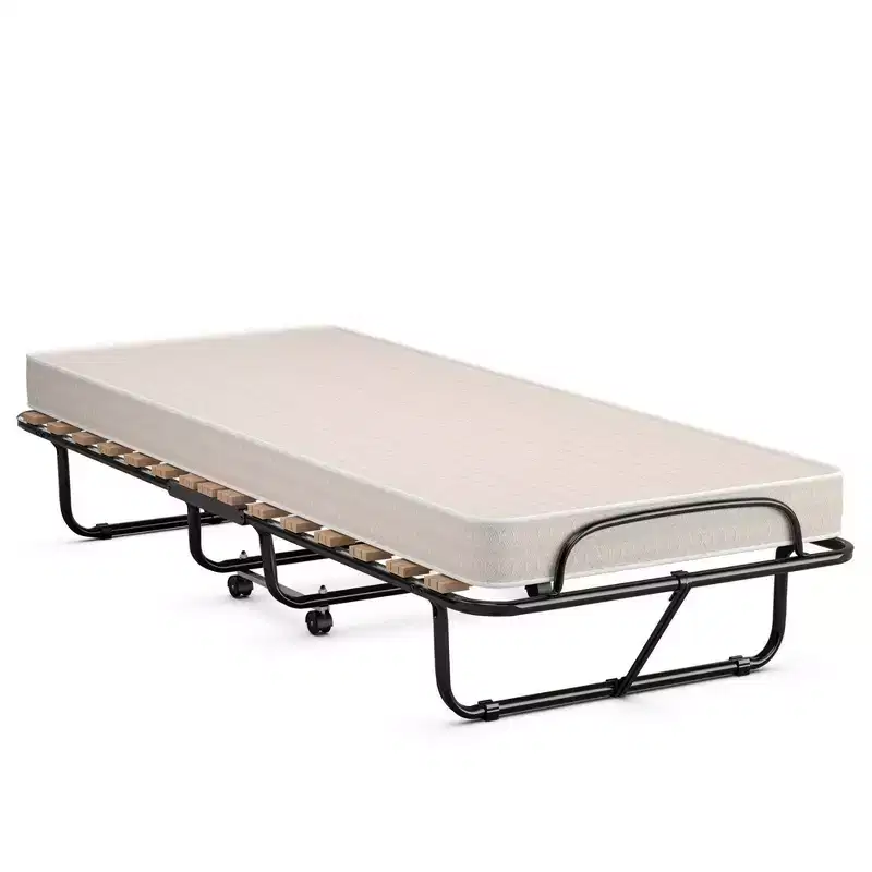 Costway Folding Bed Rollaway Extra Guest W/ Memory Foam Mattress Made in Italy