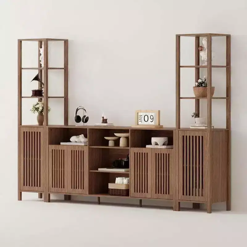 Farmhouse Entertainment Center with Bookshelves, TV Stand for 70 Inch TVs, Adjustable Shelves, Storage, for Living Room, Bedroom