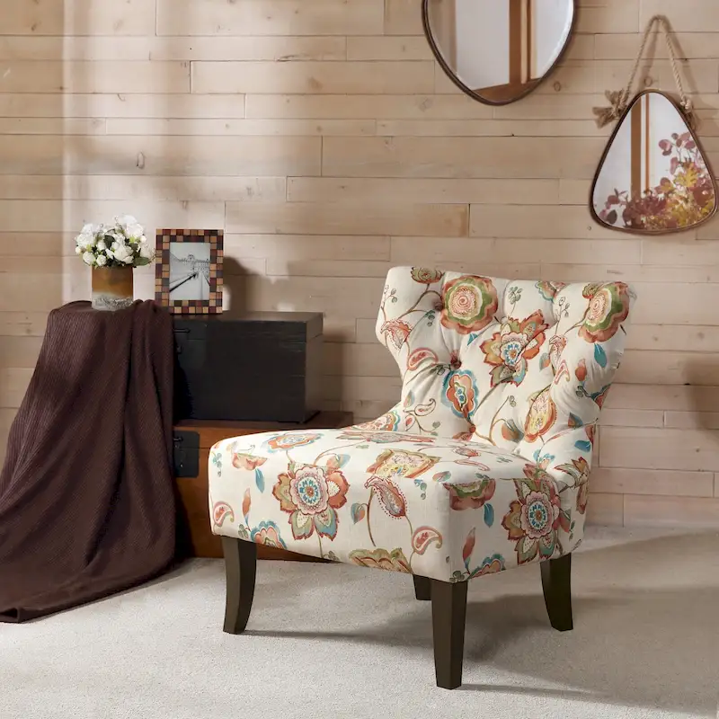 Madison Park Bree Hourglass Tufted Armless Chair