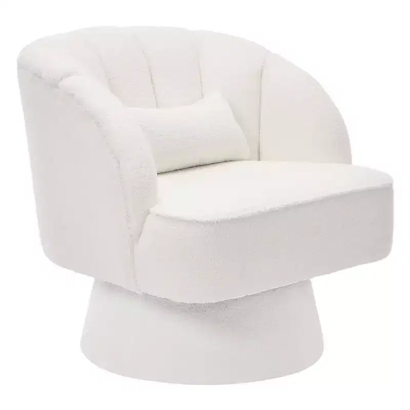Modern Swivel Barrel Accent Chair with Striped Backrest and Plush Cushion - Upholstered Round Lounge Chair
