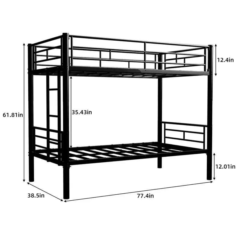 Luxystar Twin Over Twin Metal Bunk Bed, Convertible 2 Beds