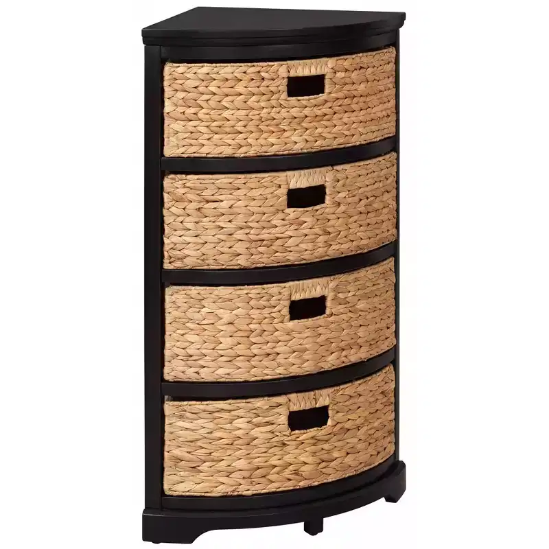 eHemco Hampton Meadows 4 Tier X-Side Corner Storage End Table with 4 Wicker Baskets