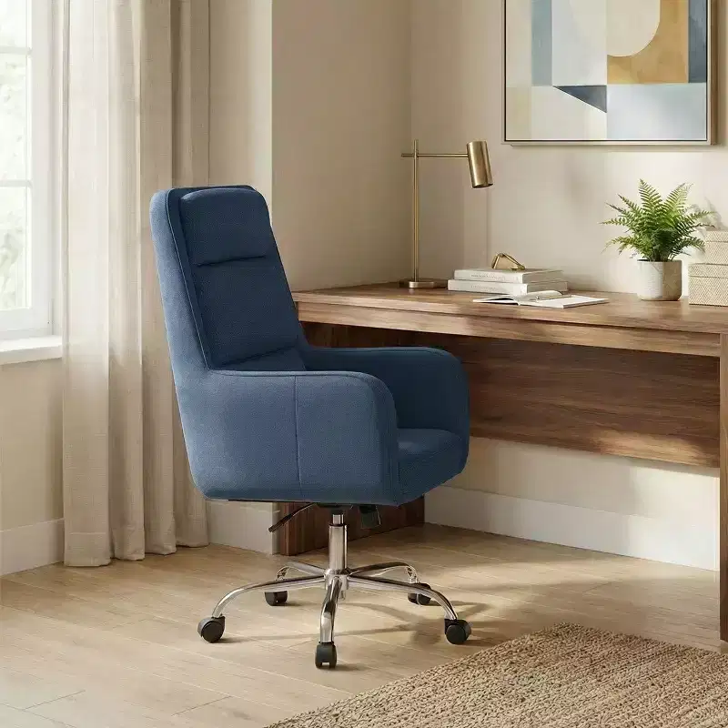 Adjustable Office Chair with 360 Swivel, Premium Chenille Upholstery, Spring-Foam Cushion, and Quiet Rollerblade Casters