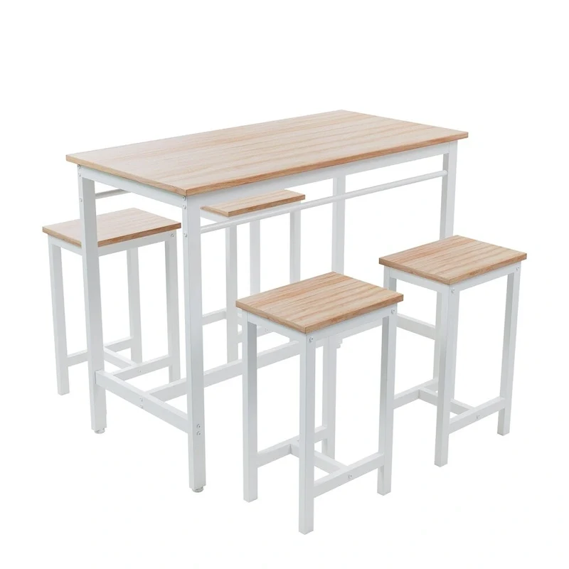 5-piece Modern Dining Table and Chair Set with Metal Frame