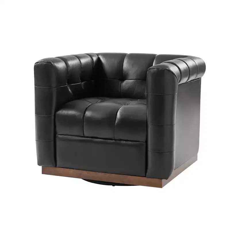 Frankie Modern Genuine Leather Swivel Club Chair| HULALA HOME