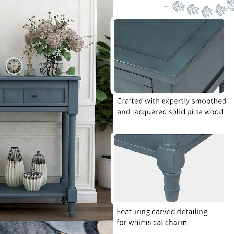 Modern Console Table with Two Drawers and Bottom Shelf