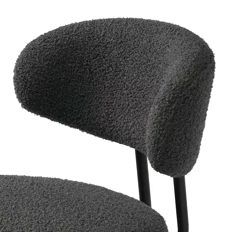 Modern Upholstered Faux Shearling Fabric Counter Height Bar Stools with Back (Set of 2
