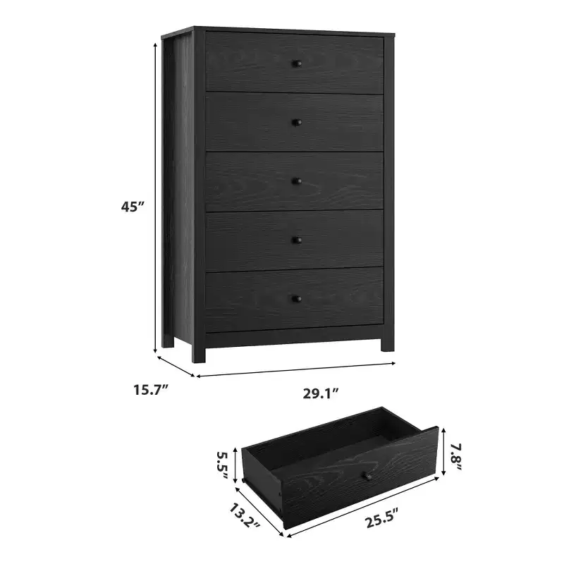 COZONY 5 Drawer Dresser for Bedroom, Modern Wood Chest of Drawers with Deep Storage for Living Room, Hallway, Entryway