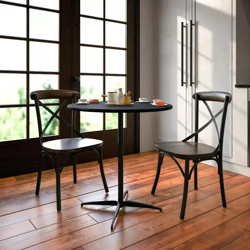 Emma and Oliver 30 Round Wood Cocktail Table with 30 and 42 Columns