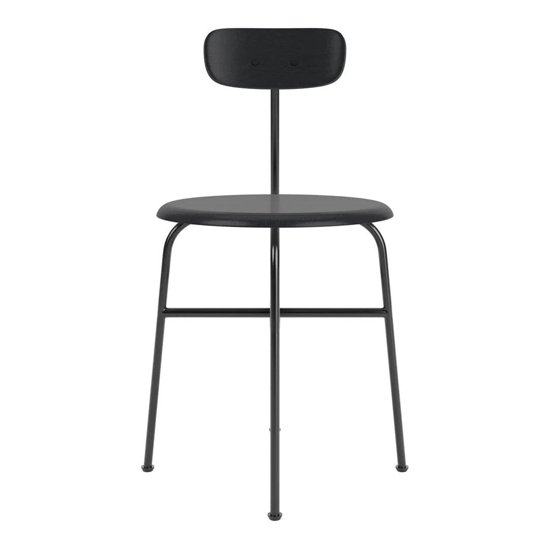 Bauhaus Minimalist Steel & Wood Side Chair with Rounded Seat & Flexible Back for Dining Room