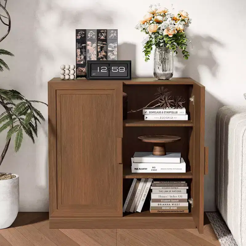 PexFix Modern Wooden Sideboard Cabinet Buffet Cabinet with 2 Doors and Adjustable Shelf Console Accent Cabinets for Dining/Living Room Entryway