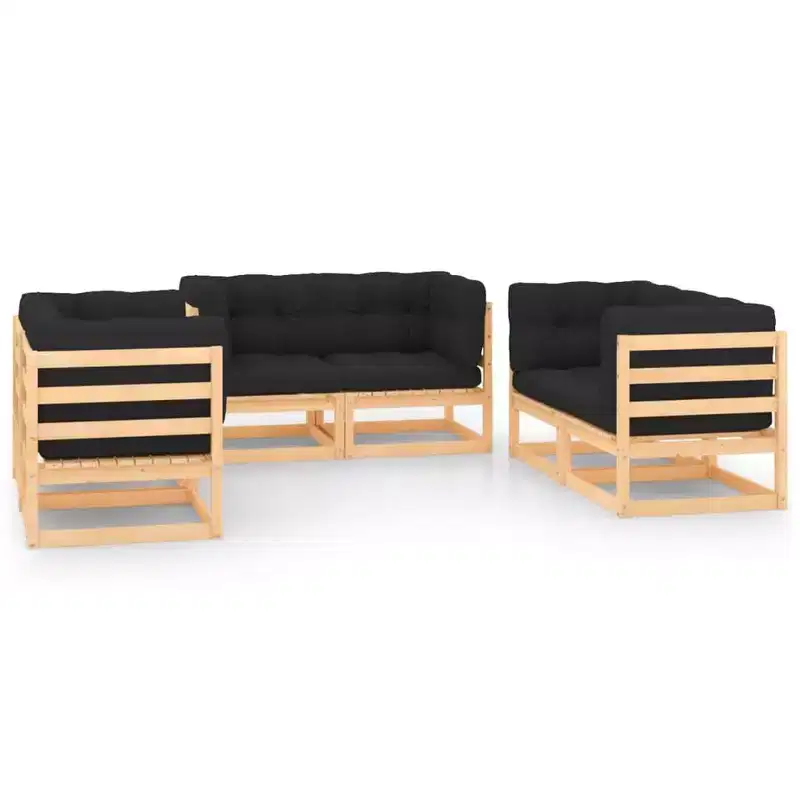 vidaXL Garden Lounge Set Natural wood Solid pine wood 6 Piece Set