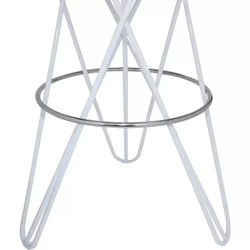 White Round Iron Bar Stool, Backless, Seats 1