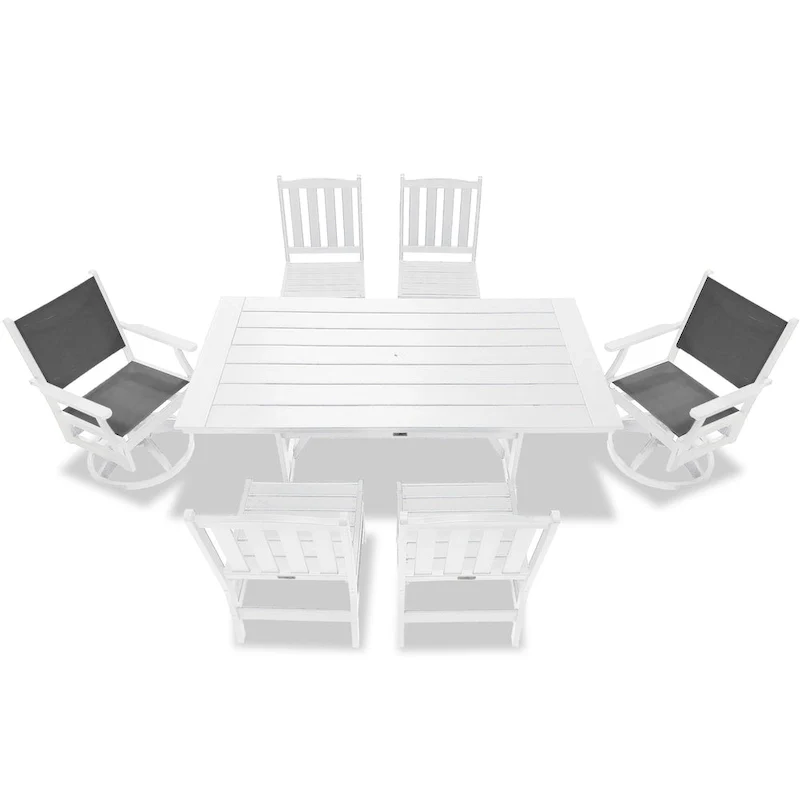 LuXeo Tuscany Sling Swivel Dining 7-Piece Set