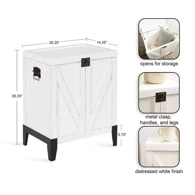 Kate and Laurel Cates Rectangle Wood Side Table, 21x27x15, White