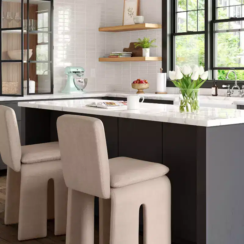 25.5 Safflower Sculptural Counter Height Barstool with Footrest Tan - Threshold™